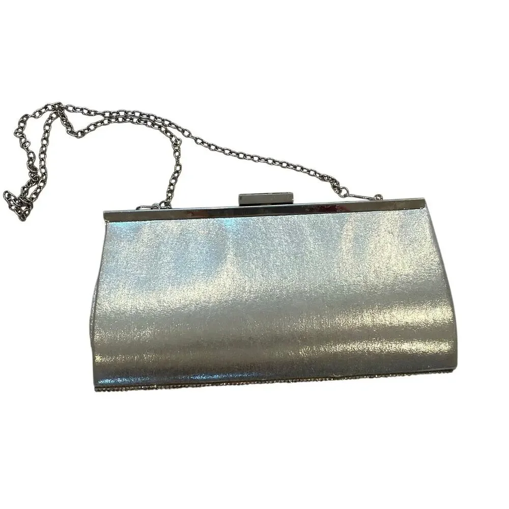 Vintage Gold and Silver Beaded Clutch, Evening Bag, Detachable Strap